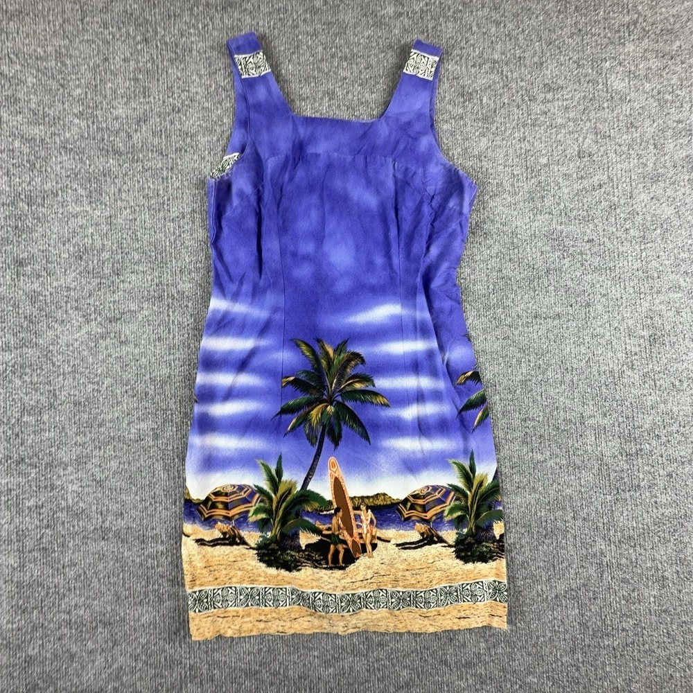 Vtg Island Aloha Wear Dress Womens Small Purple Hawaiian Beach Sundress Sheath